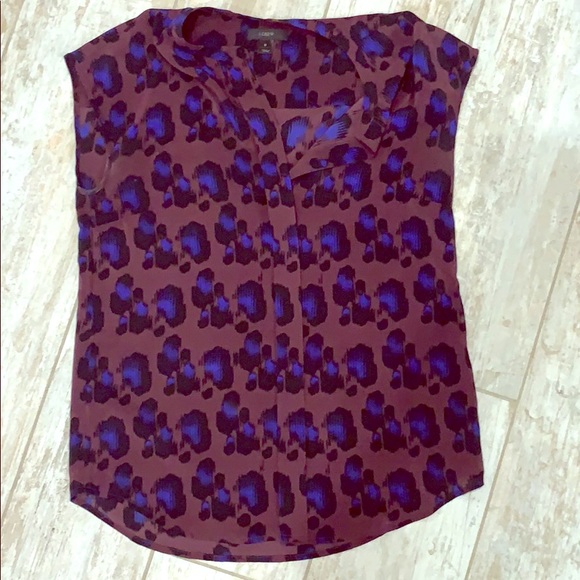J. Crew Tops - J Crew Blouse in blue/ purple cheetah print size 0